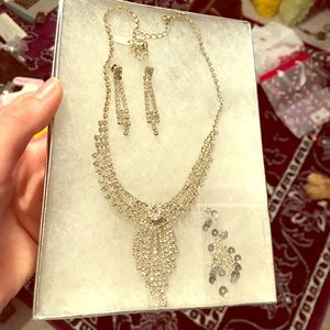 Crystal formal necklace and earring set